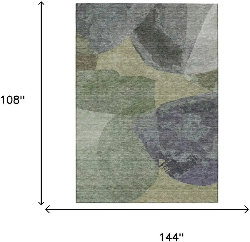 Sage And Green Abstract Washable Indoor Outdoor Area Rug Photo 6