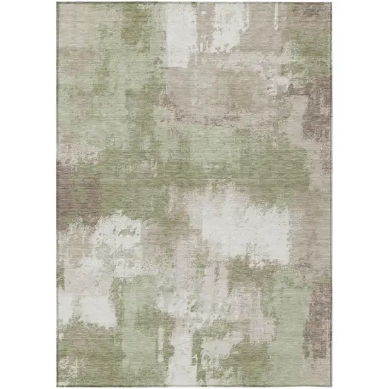Sage And Green Abstract Washable Indoor Outdoor Area Rug Photo 2
