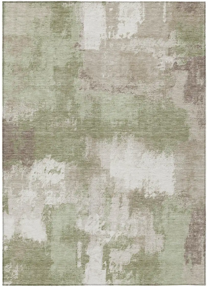 Sage And Green Abstract Washable Indoor Outdoor Area Rug Photo 2