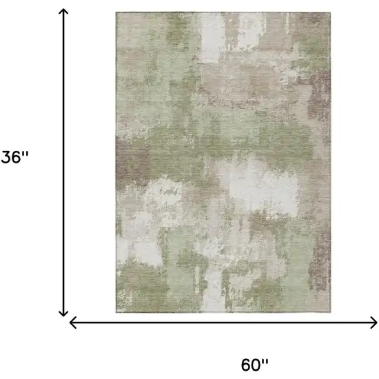 Sage And Green Abstract Washable Indoor Outdoor Area Rug Photo 6