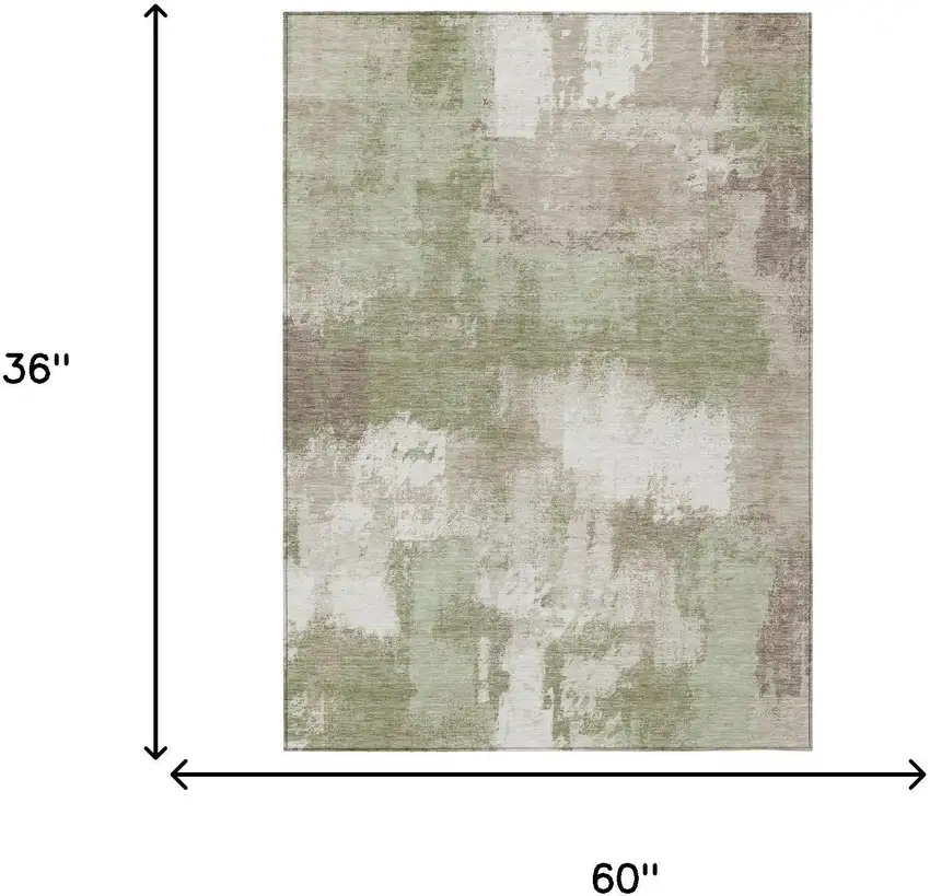 Sage And Green Abstract Washable Indoor Outdoor Area Rug Photo 6