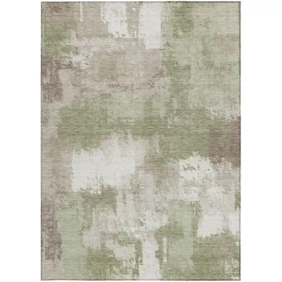 Sage And Green Abstract Washable Indoor Outdoor Area Rug Photo 3