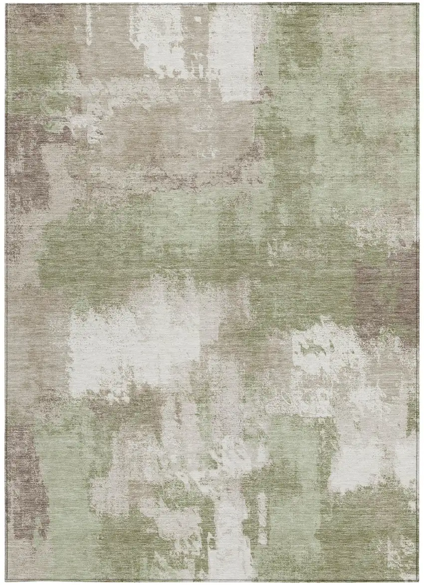 Sage And Green Abstract Washable Indoor Outdoor Area Rug Photo 3