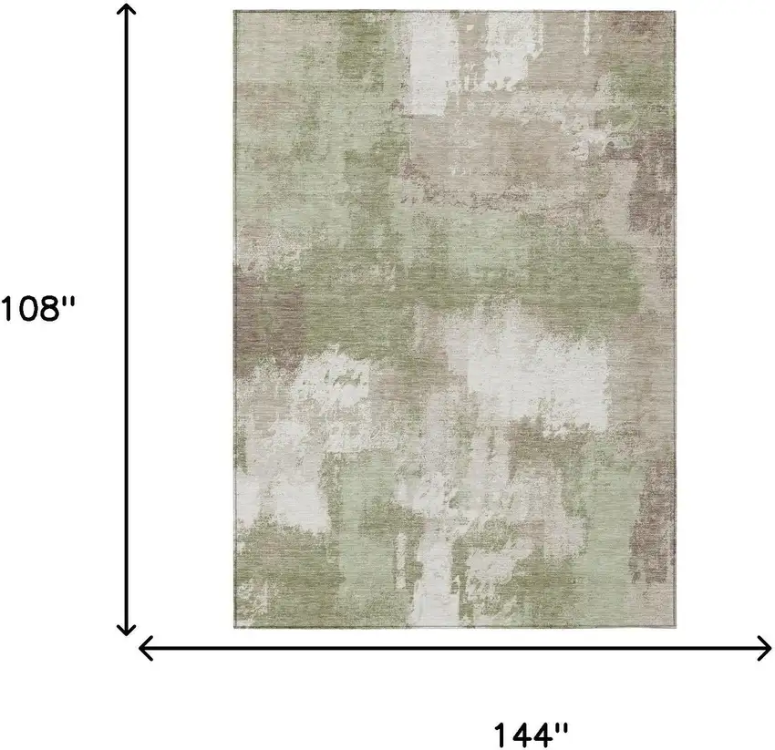 Sage And Green Abstract Washable Indoor Outdoor Area Rug Photo 6