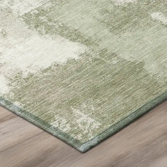 Sage And Green Abstract Washable Indoor Outdoor Area Rug Photo 4
