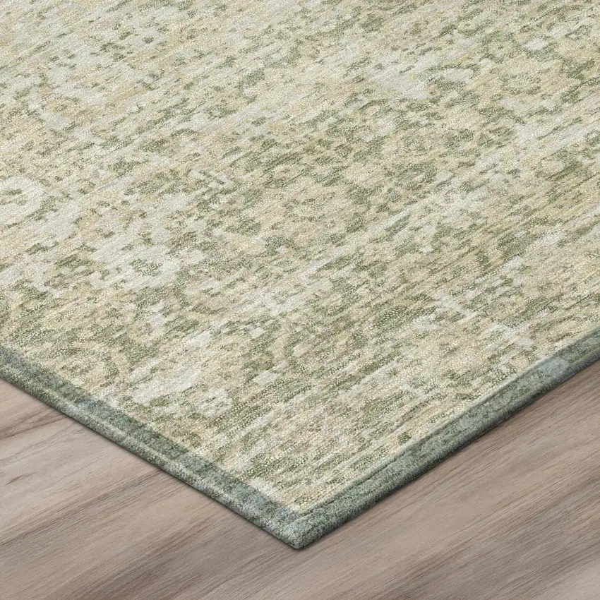 Sage And Green Abstract Washable Indoor Outdoor Area Rug Photo 4