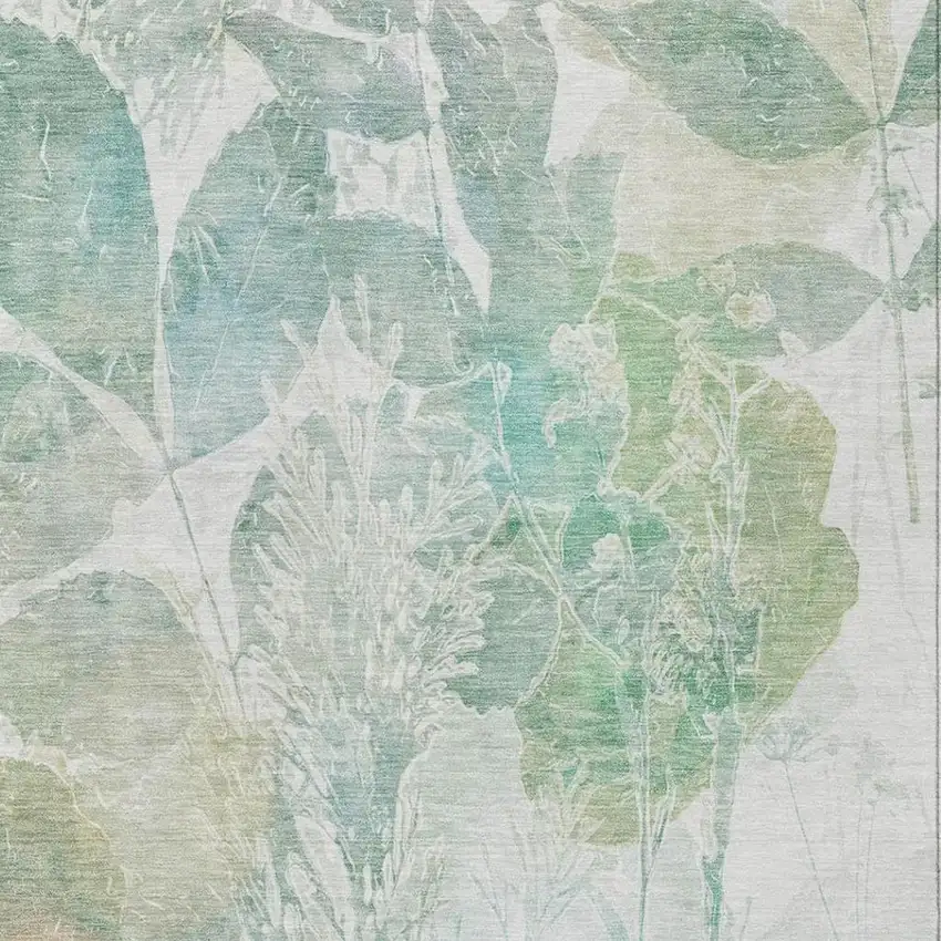 Sage And Green Botanical Leaves Washable Indoor Outdoor Area Rug Photo 6