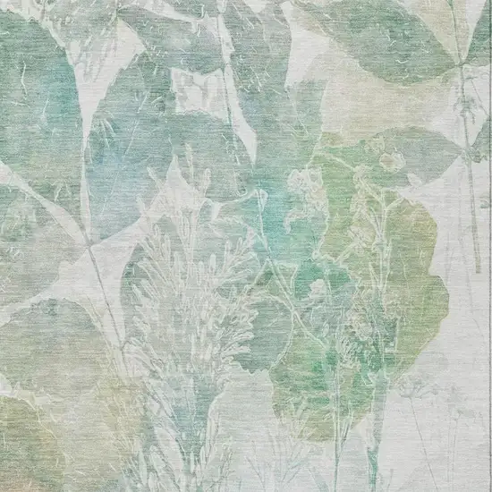 Sage And Green Botanical Leaves Washable Indoor Outdoor Area Rug Photo 6