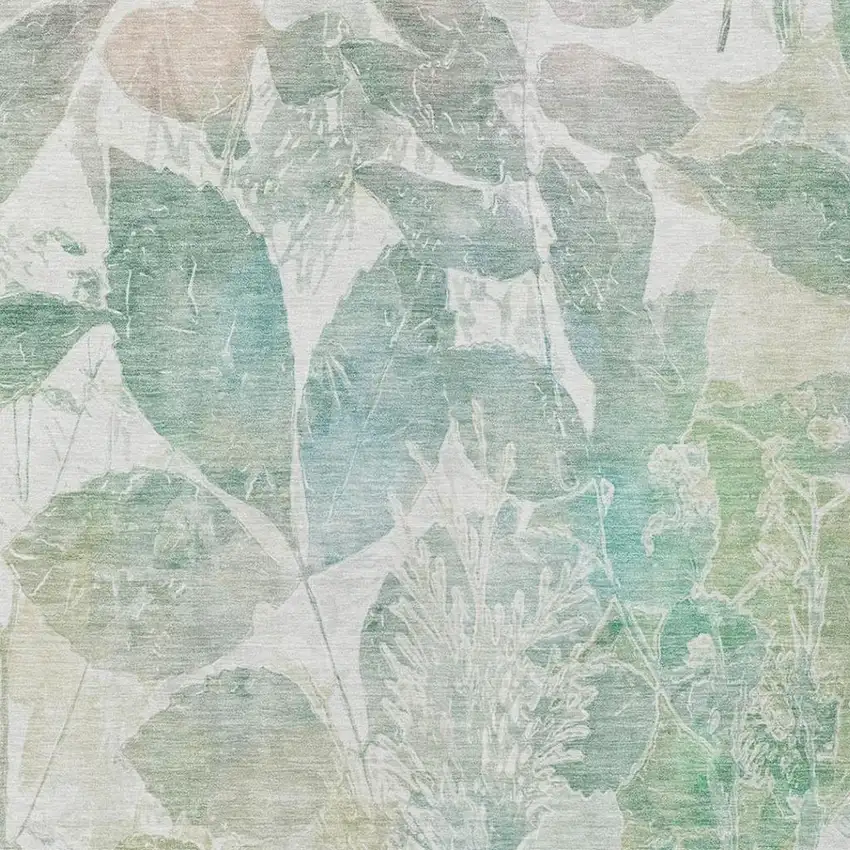 Sage And Green Botanical Leaves Washable Indoor Outdoor Area Rug Photo 1