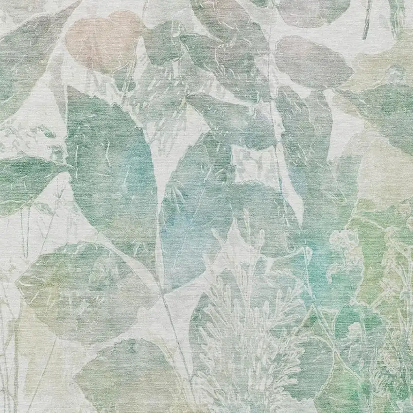 Sage And Green Botanical Leaves Washable Indoor Outdoor Area Rug Photo 8