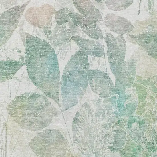 Sage And Green Botanical Leaves Washable Indoor Outdoor Area Rug Photo 8