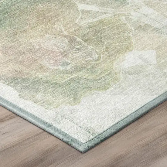 Sage And Green Botanical Leaves Washable Indoor Outdoor Area Rug Photo 4