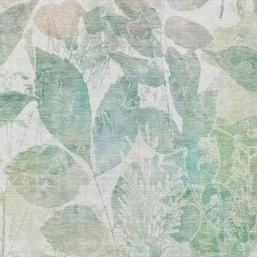 Sage And Green Botanical Leaves Washable Indoor Outdoor Area Rug Photo 9