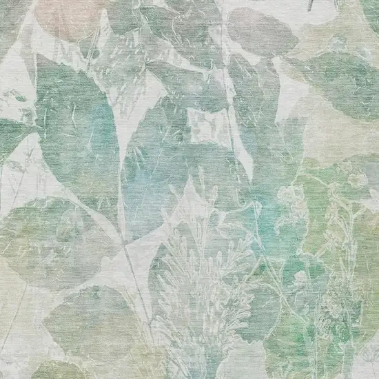 Sage And Green Botanical Leaves Washable Indoor Outdoor Area Rug Photo 1