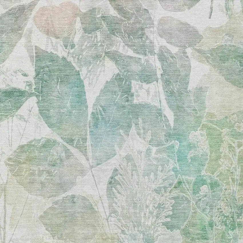 Sage And Green Botanical Leaves Washable Indoor Outdoor Area Rug Photo 5