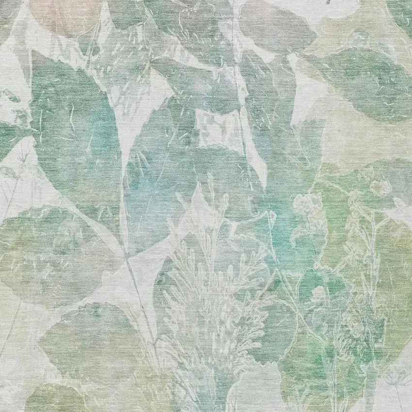 Sage And Green Botanical Leaves Washable Indoor Outdoor Area Rug Photo 6