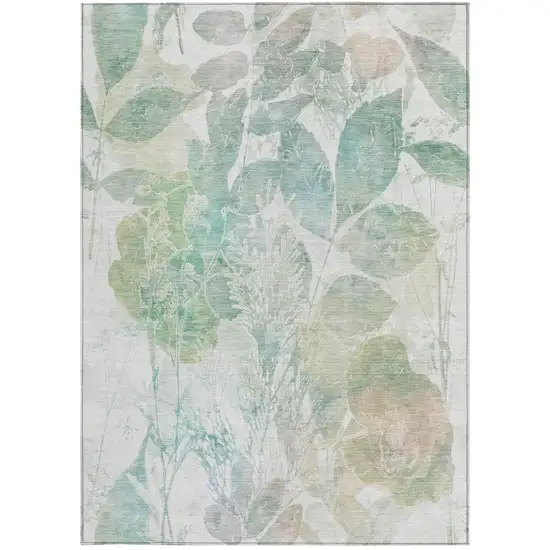 Sage And Green Botanical Leaves Washable Indoor Outdoor Area Rug Photo 2