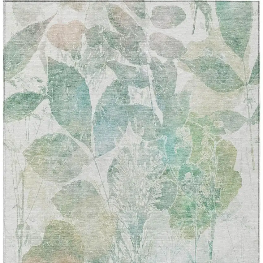 Sage And Green Botanical Leaves Washable Indoor Outdoor Area Rug Photo 8