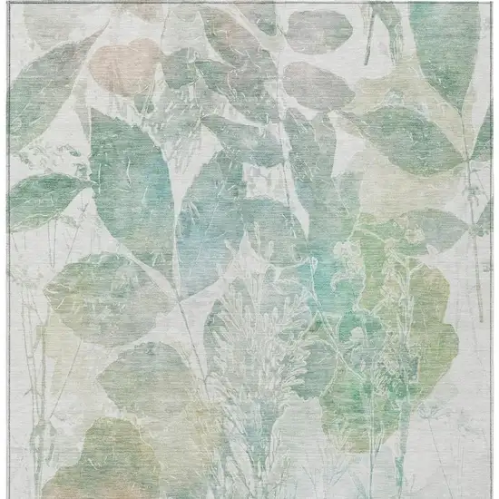 Sage And Green Botanical Leaves Washable Indoor Outdoor Area Rug Photo 7