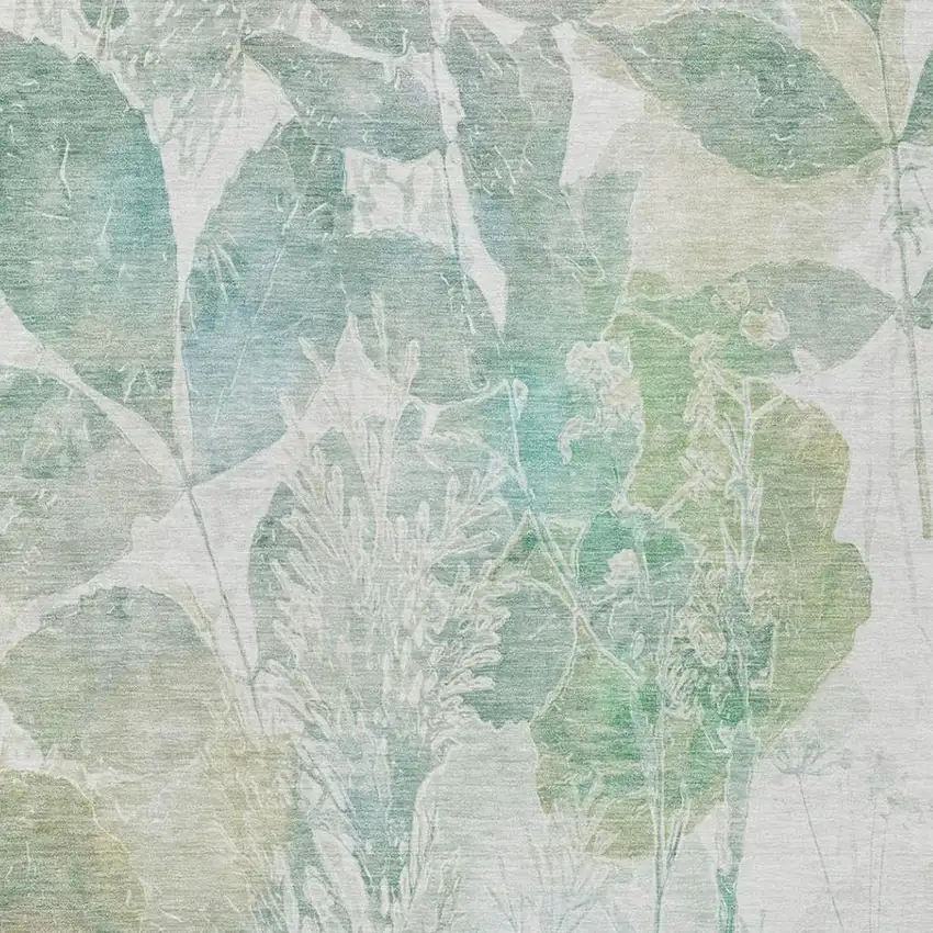 Sage And Green Botanical Leaves Washable Indoor Outdoor Area Rug Photo 4