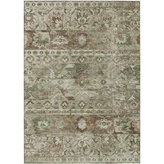 Sage And Green Cactus Washable Indoor Outdoor Area Rug Photo 1