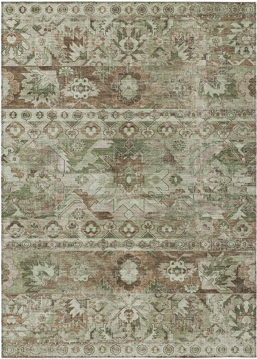 Sage And Green Cactus Washable Indoor Outdoor Area Rug Photo 1