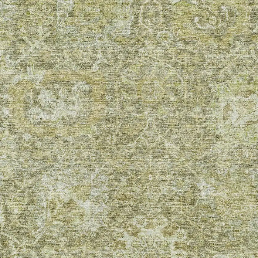 Sage And Green Damask Washable Indoor Outdoor Area Rug Photo 5