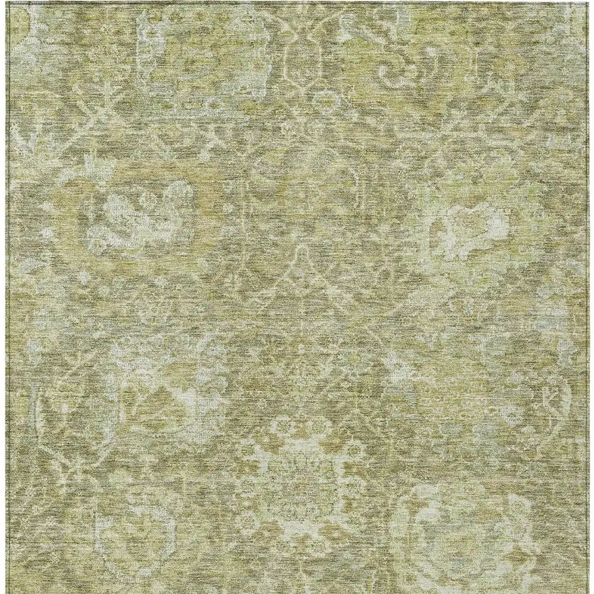Sage And Green Damask Washable Indoor Outdoor Area Rug Photo 6