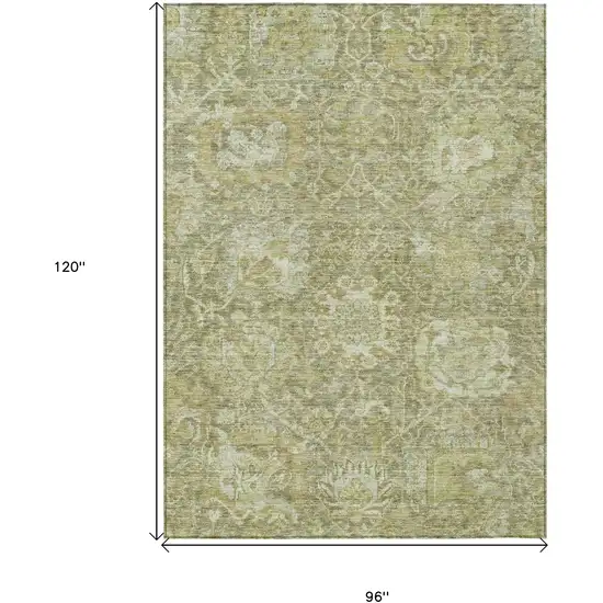 Sage And Green Damask Washable Indoor Outdoor Area Rug Photo 7