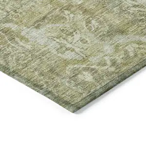 Photo of Sage And Green Damask Washable Indoor Outdoor Area Rug