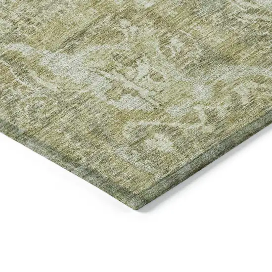 Sage And Green Damask Washable Indoor Outdoor Area Rug Photo 4