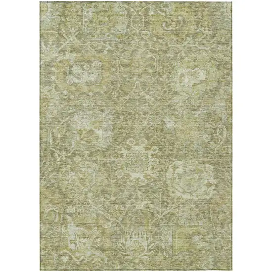 Sage And Green Damask Washable Indoor Outdoor Area Rug Photo 2