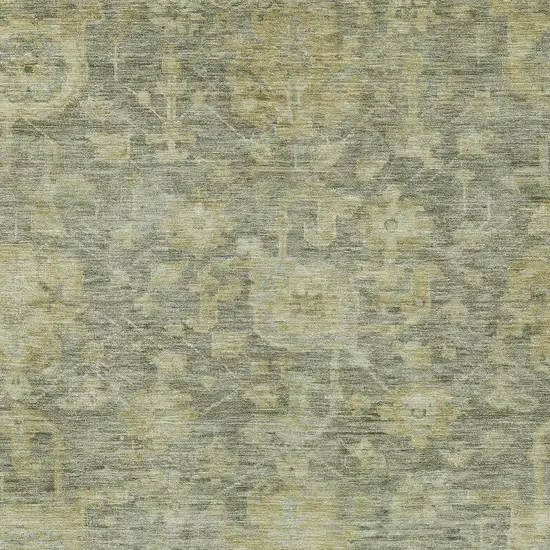 Sage And Green Damask Washable Indoor Outdoor Area Rug Photo 5