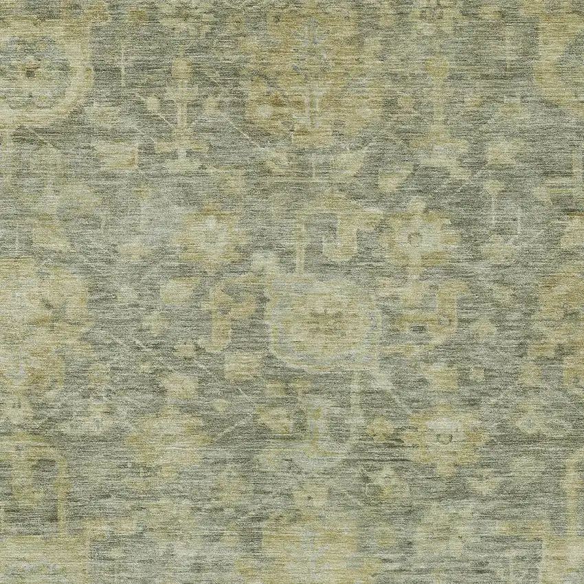 Sage And Green Damask Washable Indoor Outdoor Area Rug Photo 5