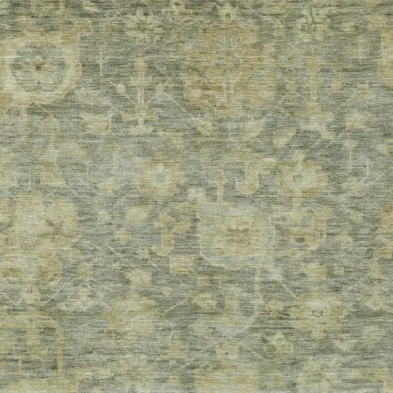 Sage And Green Damask Washable Indoor Outdoor Area Rug Photo 5