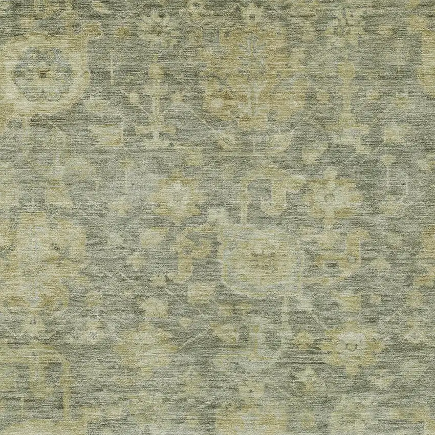 Sage And Green Damask Washable Indoor Outdoor Area Rug Photo 5