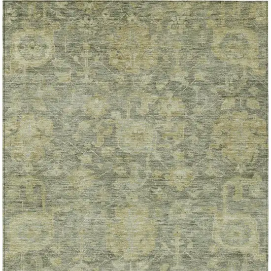 Sage And Green Damask Washable Indoor Outdoor Area Rug Photo 6