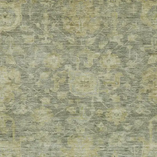 Sage And Green Damask Washable Indoor Outdoor Area Rug Photo 5