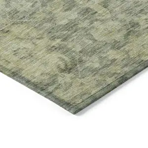 Photo of Sage And Green Damask Washable Indoor Outdoor Area Rug