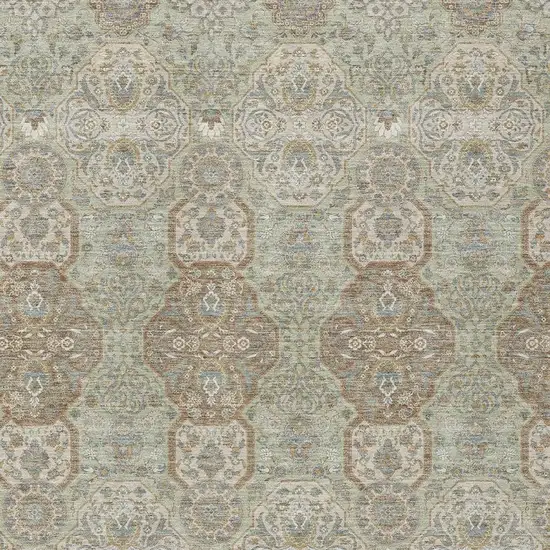 Sage And Green Floral Washable Indoor Outdoor Area Rug Photo 3