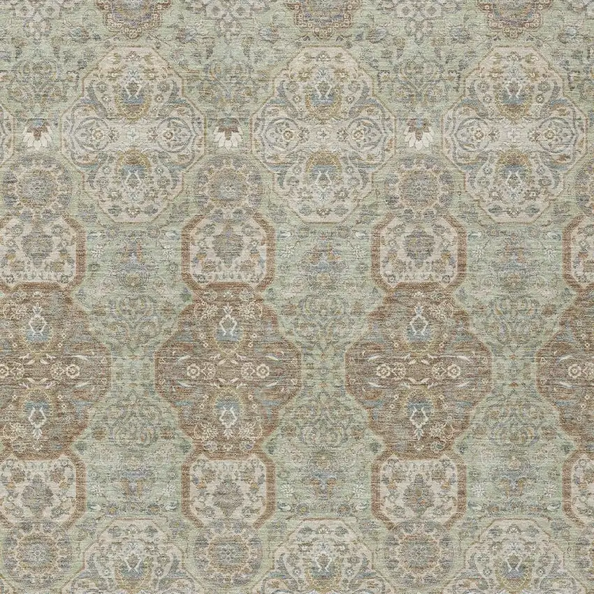 Sage And Green Floral Washable Indoor Outdoor Area Rug Photo 3