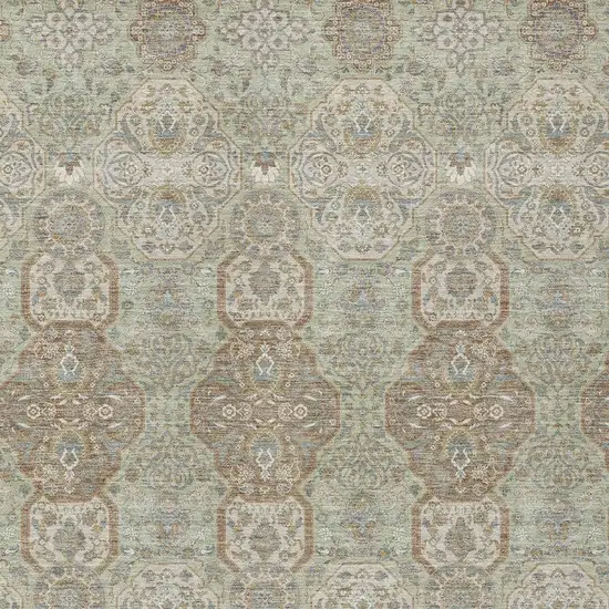 Sage And Green Floral Washable Indoor Outdoor Area Rug Photo 3