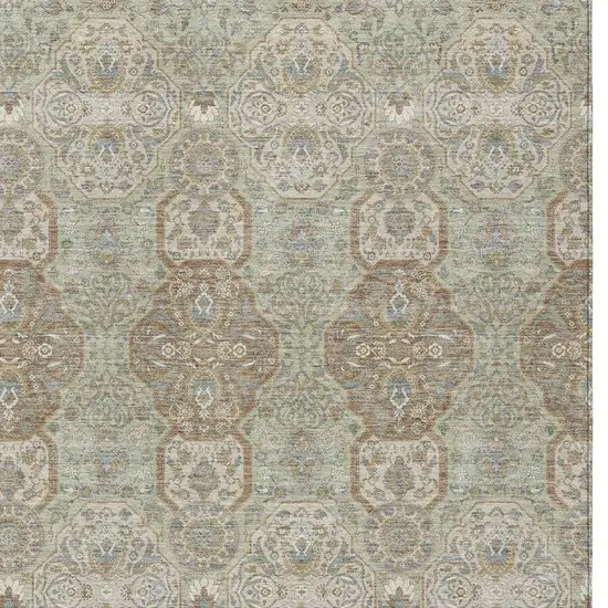 Sage And Green Floral Washable Indoor Outdoor Area Rug Photo 3
