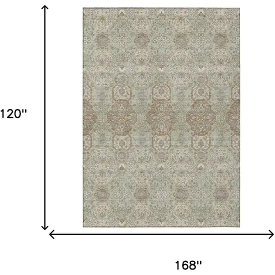Sage And Green Floral Washable Indoor Outdoor Area Rug Photo 7