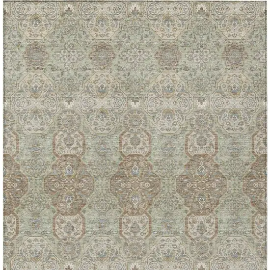 Sage And Green Floral Washable Indoor Outdoor Area Rug Photo 4