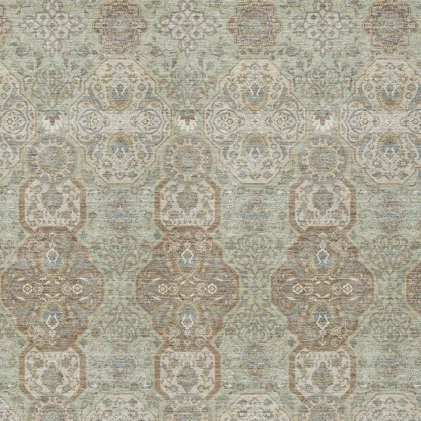 Sage And Green Floral Washable Indoor Outdoor Area Rug Photo 3