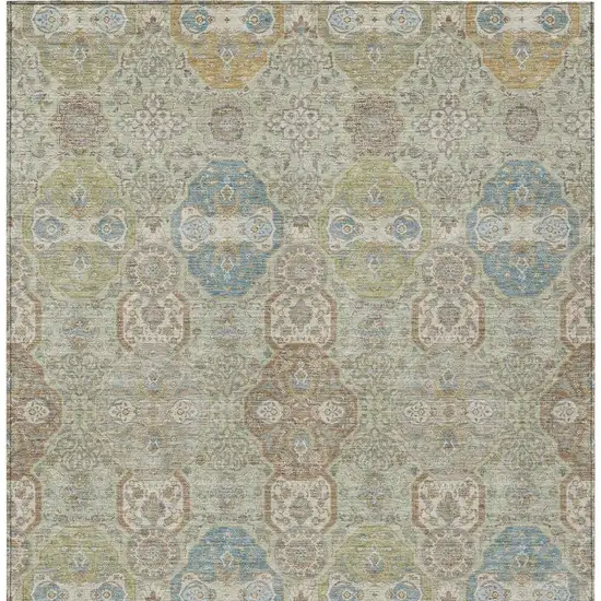 Sage And Green Floral Washable Indoor Outdoor Area Rug Photo 4