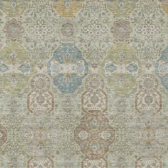 Sage And Green Floral Washable Indoor Outdoor Area Rug Photo 3
