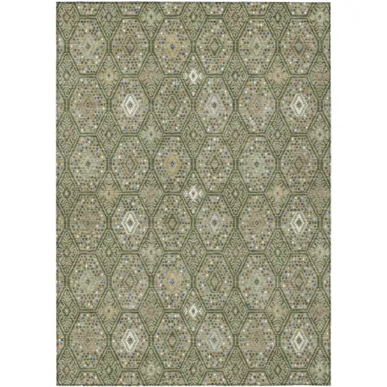 Sage And Green Geometric Washable Indoor Outdoor Area Rug Photo 1