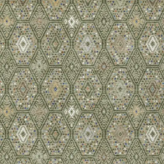 Sage And Green Geometric Washable Indoor Outdoor Area Rug Photo 2